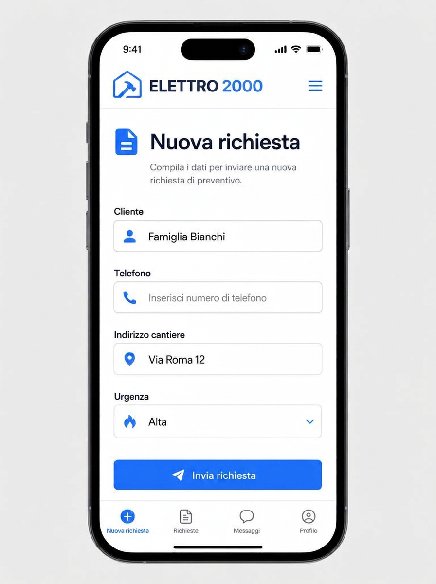 Registra la richiesta del cliente - passo 1
