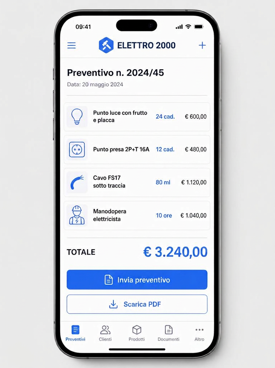 Aggiungi le voci del preventivo come le scrivi tu - passo 2