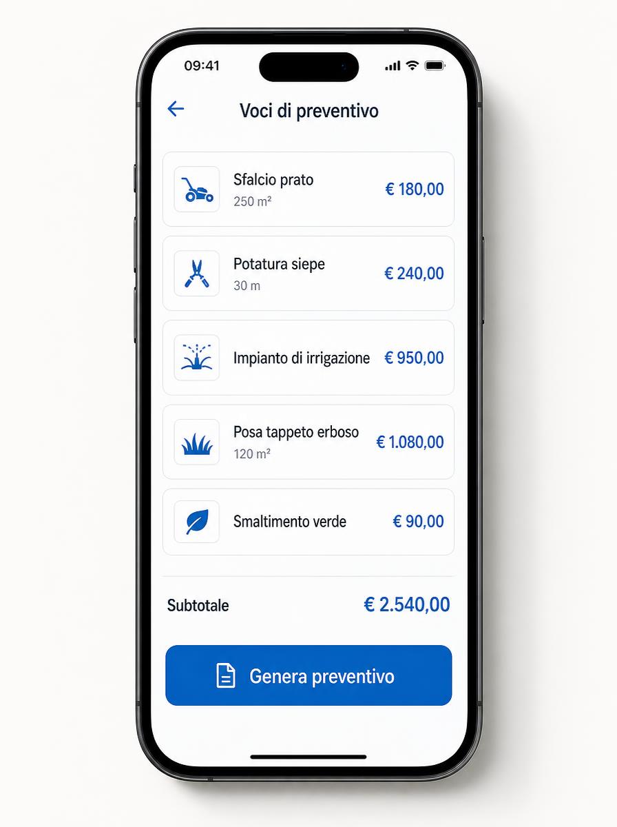 Aggiungi le voci del preventivo come le scrivi tu - passo 2