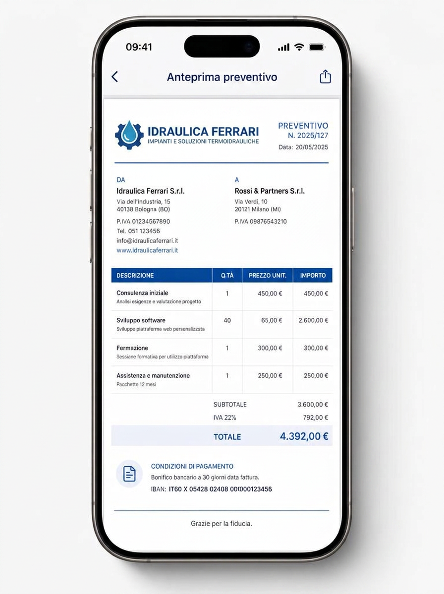 Generi il preventivo PDF professionale - passo 3