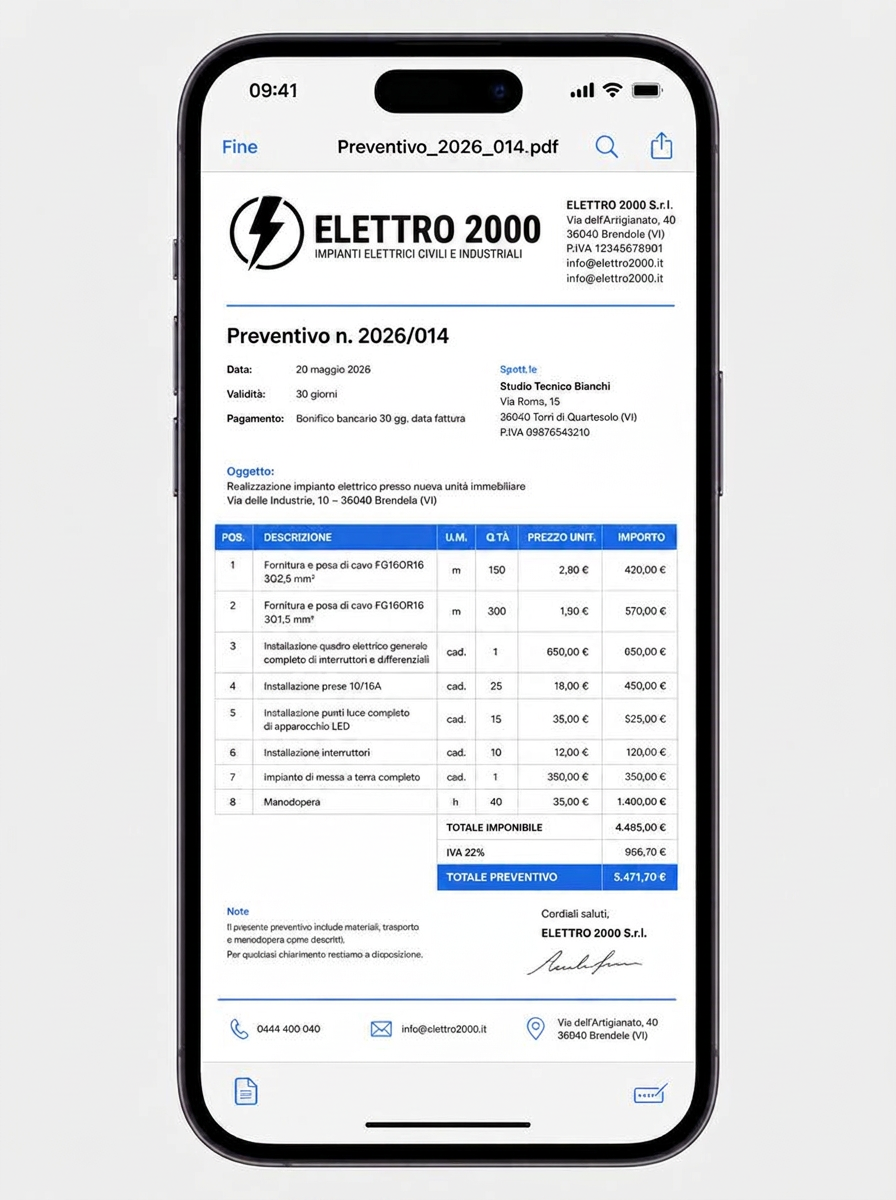 Generi il preventivo PDF professionale - passo 3