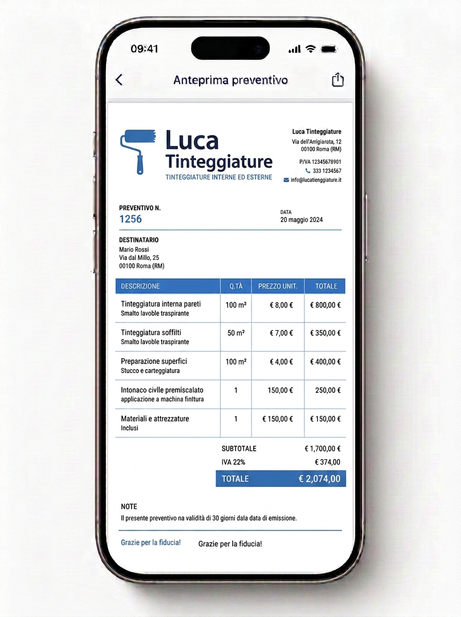 Generi il preventivo PDF professionale - passo 3